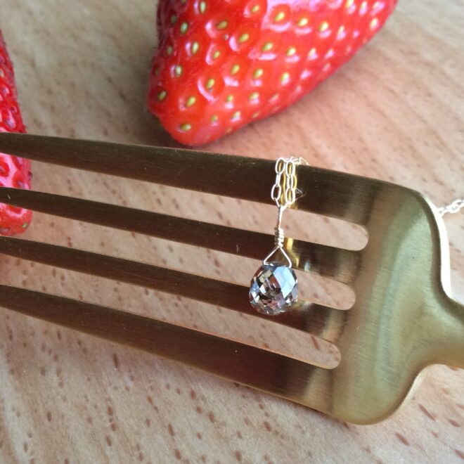 1.0ct大粒ブリオレットのブラウンダイヤネックレスK18