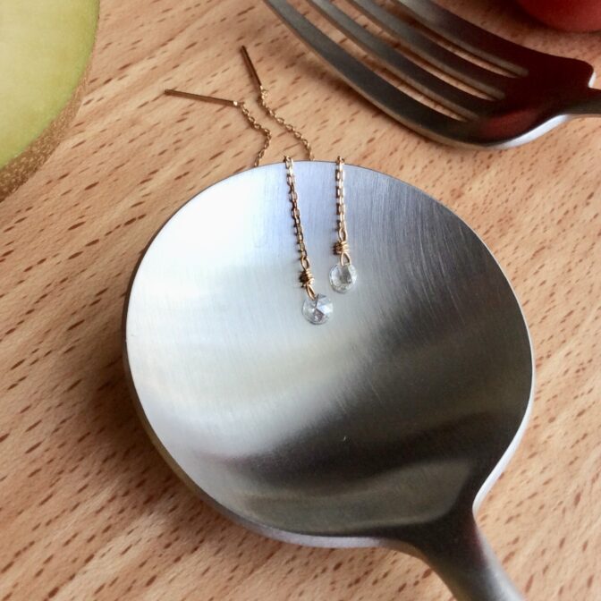 氷のかけらみたいなローズカットダイヤのピアス 0.17-0.18ct K10