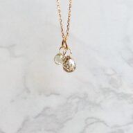 ブリオレットダイヤの2粒ネックレス K18  1.038ct & 0.406ct